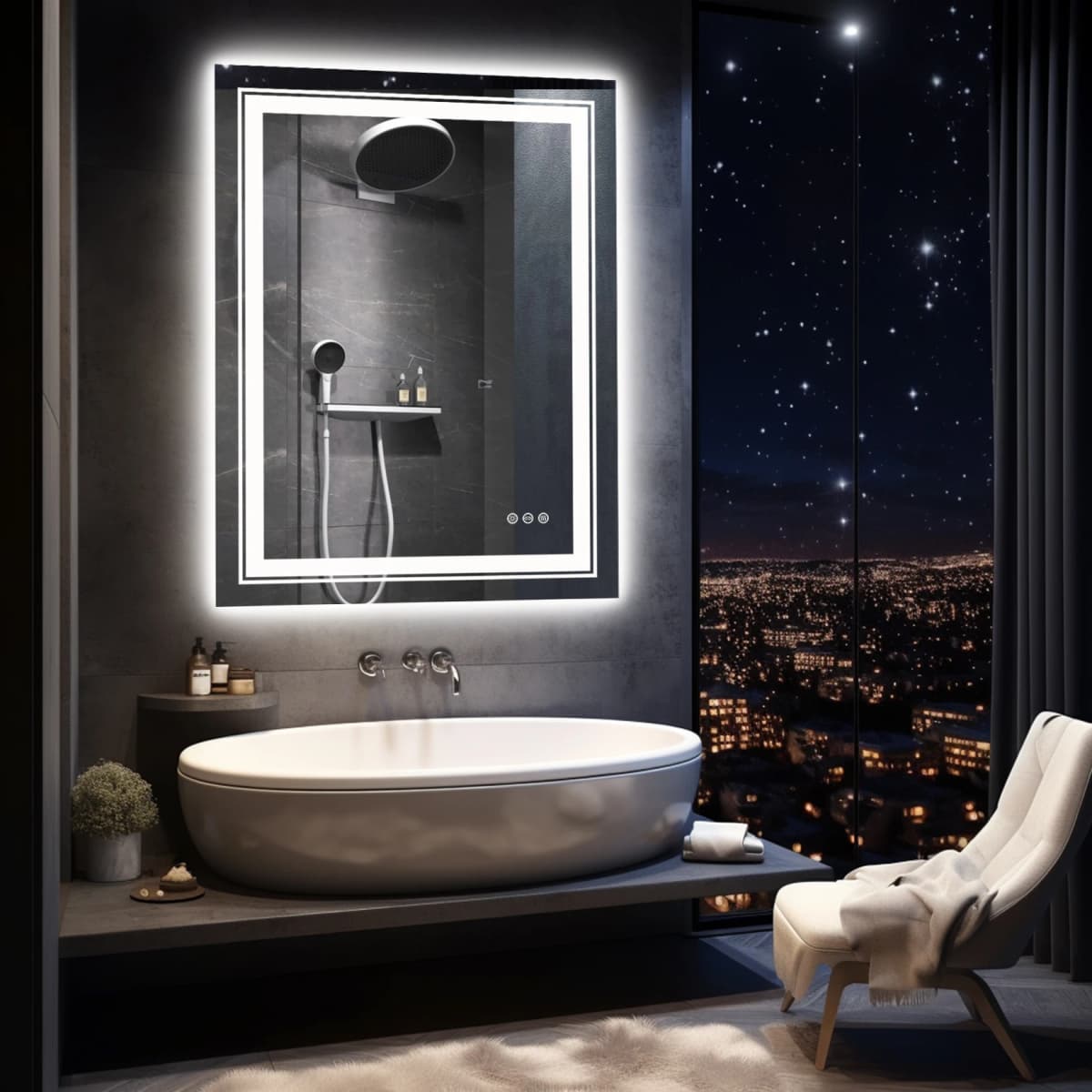 20x28 Inch Led Rectangle Mirror for Bathroom with Front Light and Backlit Anti Fog Function Wall Backlit Decor Vanity Mirrors