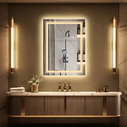20x28 Inch Led Rectangle Mirror for Bathroom with Front Light and Backlit Anti Fog Function Wall Backlit Decor Vanity Mirrors