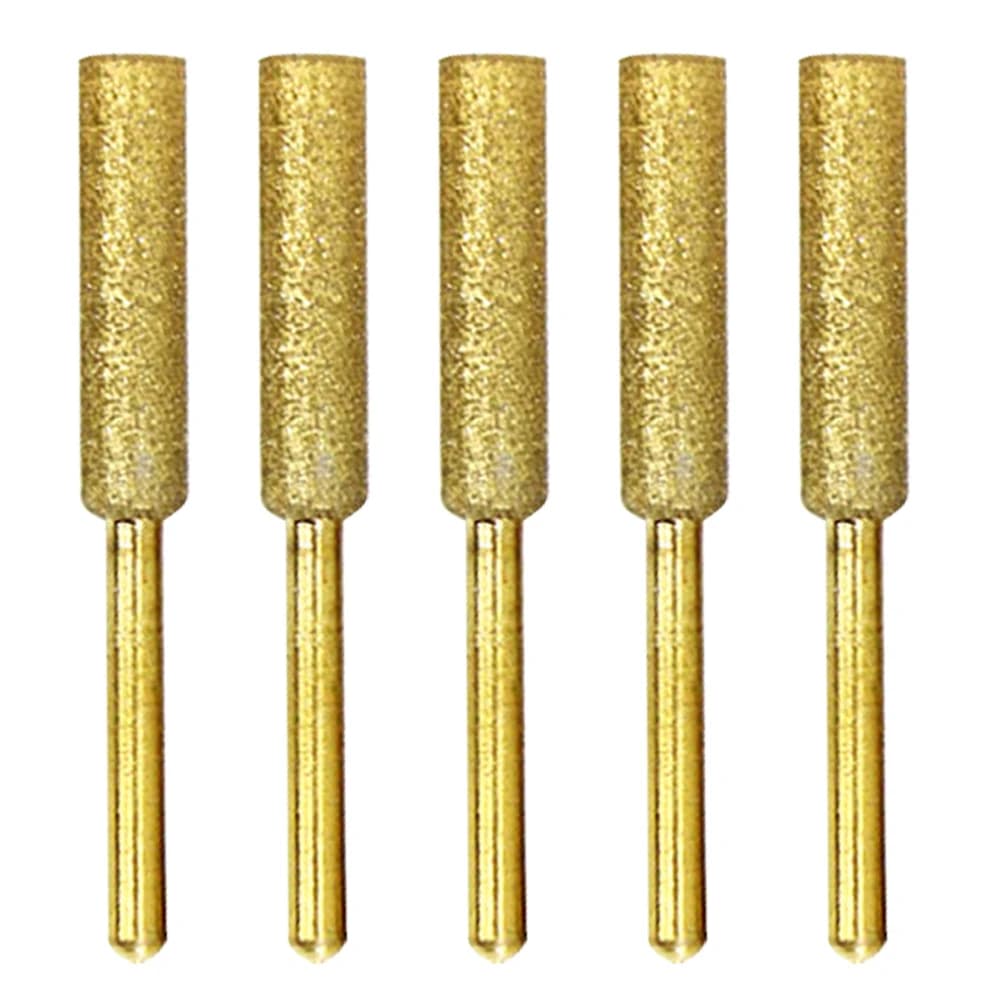 5 PCS Diamond Coated Cylinder Head Grinding Bit 4/4.8/5.5mm Chainsaw Sharpener Stone File Chain Saw Sharpening Grinding Tools
