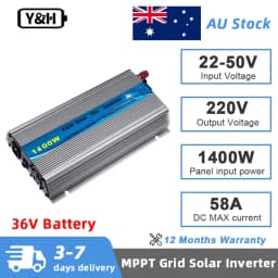 Y&H 1400W MPPT Grid Tie Solar Inverter 24V/36V Battery Discharge Mode AC220V Output Pure Sine Wave Converter for Solar Panels