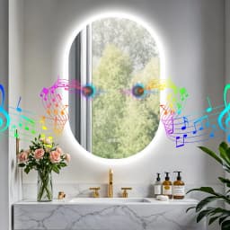 Led Bathroom Mirror 900x600mm Oval Illuminated Wall Vanity Mirror w Bluetooth, 3 Colors Change, Temperature, Defogging Functions