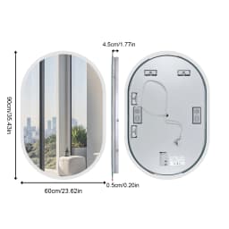 Led Bathroom Mirror 900x600mm Oval Illuminated Wall Vanity Mirror w Bluetooth, 3 Colors Change, Temperature, Defogging Functions