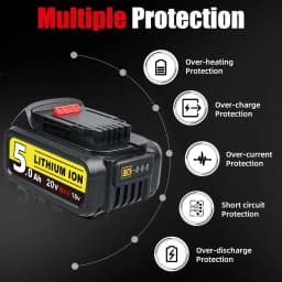1/2/4Pcs 5.0Ah Li-on DCB200 Replace for DeWalt 20V Battery Pin DCB203 DCB204 DCB205 DCB206 Compatible with Cordless Power Tools