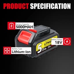 1/2/4Pcs 5.0Ah Li-on DCB200 Replace for DeWalt 20V Battery Pin DCB203 DCB204 DCB205 DCB206 Compatible with Cordless Power Tools
