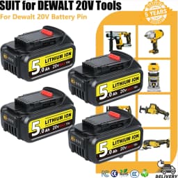 1/2/4Pcs 5.0Ah Li-on DCB200 Replace for DeWalt 20V Battery Pin DCB203 DCB204 DCB205 DCB206 Compatible with Cordless Power Tools