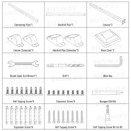 OGL Stair Handrails Outdoor Steps Rail 2-3 Step Staircase Safety Railings Fence Indoor Concrete Balcony Porch Deck 97x102.5cm