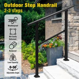 OGL Stair Handrails Outdoor Steps Rail 2-3 Step Staircase Safety Railings Fence Indoor Concrete Balcony Porch Deck 97x102.5cm