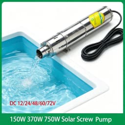 1 HP 750W Deep Well Pump, Built-in Controller, Solar Stainless Steel Submersible Pump, Max Flow 2 Ton/Hour, Max Head 100m