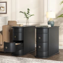 Tribesigns Wood End Table, 2-Drawer Narrow Side Table Slim Chair Solid Side Table, No Assembly Required, Finished Back | Slim