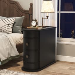 Tribesigns Wood End Table, 2-Drawer Narrow Side Table Slim Chair Solid Side Table, No Assembly Required, Finished Back | Slim