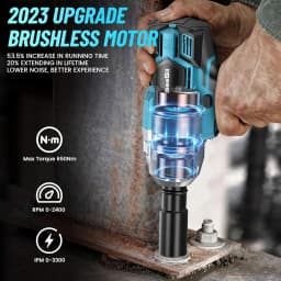 Seesii Cordless Impact Wrench 1/2 inch Brushless Impact Gun Max Torque 650Nm 3300RPM 2x 4.0 For makita Battery Impact Driver