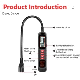Refrigerant Gas Leak Detector Freon Halogen R22 R410A R134A R1234YF HVAC Air Conditioner Tester