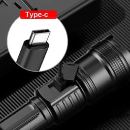 1500000LUM LED Flashlight High Power Type-C Rechargeable Torch Zoomable Light for Outdoor Camping Hiking Lamp Emergency /.'p[
