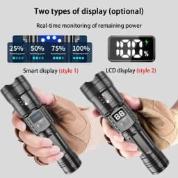 1500000LUM LED Flashlight High Power Type-C Rechargeable Torch Zoomable Light for Outdoor Camping Hiking Lamp Emergency /.'p[