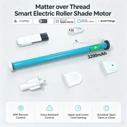 Matter Over Thread Battery Roller Blind Motor For 37mm 38mm Tube Support Homekit Google Home Smartthings Alexa App Smart Home