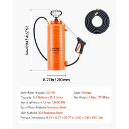 SucceBuy Industrial Concrete Sprayer StainlessSteel Heavy Duty Tri-Poxy Pump Sprayers Brass Nozzles for Construction Lawn&Garden