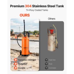 SucceBuy Industrial Concrete Sprayer StainlessSteel Heavy Duty Tri-Poxy Pump Sprayers Brass Nozzles for Construction Lawn&Garden