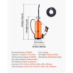 SucceBuy Industrial Concrete Sprayer StainlessSteel Heavy Duty Tri-Poxy Pump Sprayers Brass Nozzles for Construction Lawn&Garden