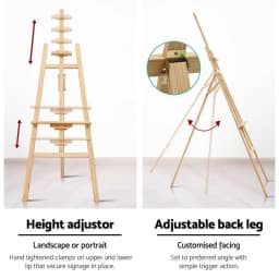 Adjustable Pine Wood Artist Easel 175cm Floor Standing Painting Display Stand