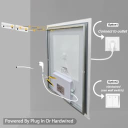 LUVODI Illuminated Bathroom Makeup Mirror,Modern Wall Mounted Bathroom Vanity Mirror Lighted Makeup Mirror with Three Colors Temperature,Fogless,Waterproof IP44