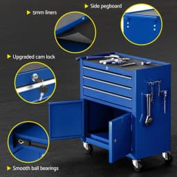 3 Drawer Metal Tool Box Cabinet Garage Storage Organizer Heavy Duty Portable Toolbox for Workshop and Home Use