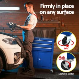 3 Drawer Metal Tool Box Cabinet Garage Storage Organizer Heavy Duty Portable Toolbox for Workshop and Home Use