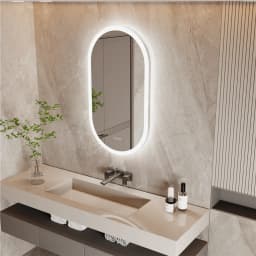 LUVODI 100x60cm Frameless Smart LED Bathroom Mirror 48x24 Inch Touch Screen Backlit Anti-Fog Illuminated Wash Basin Display
