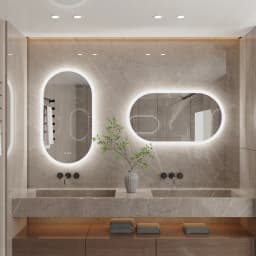 LUVODI 100x60cm Frameless Smart LED Bathroom Mirror 48x24 Inch Touch Screen Backlit Anti-Fog Illuminated Wash Basin Display