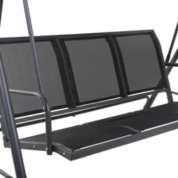 Outdoor Swing Chair Garden Bench Canopy 3 Seater Mesh Black Patio Hanging Seat Furniture
