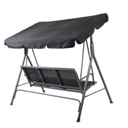 Outdoor Swing Chair Garden Bench Canopy 3 Seater Mesh Black Patio Hanging Seat Furniture