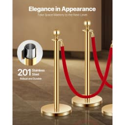 SucceBuy Stanchions 4/6/8Pcs Stainless Steel Post with Fillable Base Red Velvet Ropes & Posts Crowd Control Barriers Stanchions