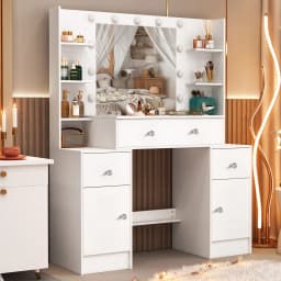 White Hollywood Vanity Set, 11 LED Bulbs Mirror, Adjustable Brightness 3 Light Modes 3 Drawers Bedroom