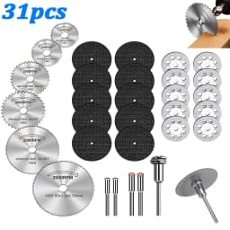 31pc Cutting Discs HSS Circular Saw Mini Drill Rotary Tool Multi-Size Blades for Cutting Metal, Wood, Stone, PVC