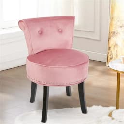 Luxury Velvet Makeup Dressing Stool, Padded Sponge Foam Accent Chair with Wood Legs for Bedroom