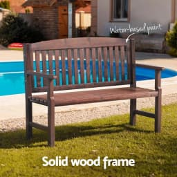 Outdoor Wooden Garden Bench 2 Seater Patio Lounge Chair Brown Outdoor Furniture