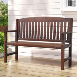 Outdoor Wooden Garden Bench 2 Seater Patio Lounge Chair Brown Outdoor Furniture