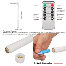 6Pcs Flameless Taper Candles Warm White Lights LED Battery Operated Candlestick With Remote for Birthday Wedding Window Decor