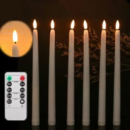 6Pcs Flameless Taper Candles Warm White Lights LED Battery Operated Candlestick With Remote for Birthday Wedding Window Decor