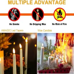 6Pcs Flameless Taper Candles Warm White Lights LED Battery Operated Candlestick With Remote for Birthday Wedding Window Decor