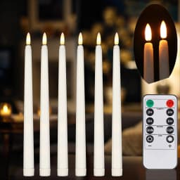 6Pcs Flameless Taper Candles Warm White Lights LED Battery Operated Candlestick With Remote for Birthday Wedding Window Decor
