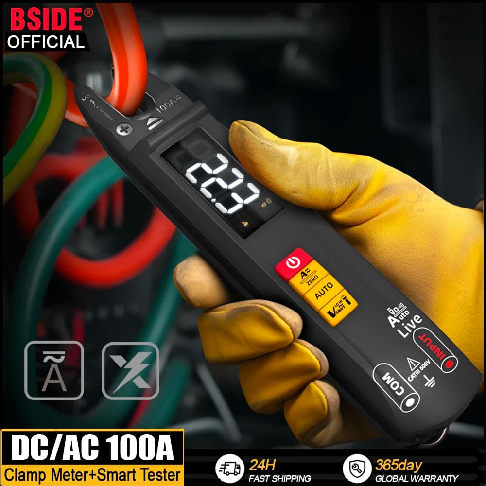 BSIDE U0 Fork Clamp Meter New Digital Multimeter DC AC Current 100A T-RMS OpenJaw Electrical Tester Multifunction Ammeter