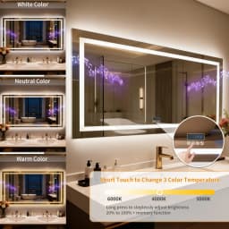 80/100/120/140/160/183cm Bluetooth LED Bathroom Mirror with Dual Speaker and Digital Display Backlight Vanity Mirror Dimmable 3 Colors Antifog
