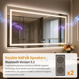 80/100/120/140/160/183cm Bluetooth LED Bathroom Mirror with Dual Speaker and Digital Display Backlight Vanity Mirror Dimmable 3 Colors Antifog