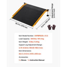 SucceBuy 26x31in Aluminum Door Threshold Ramp 400 lbs Non-Slip Wheelchair Curb Ramps with Adjustable Height for Doorways Carts