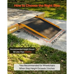 SucceBuy 26x31in Aluminum Door Threshold Ramp 400 lbs Non-Slip Wheelchair Curb Ramps with Adjustable Height for Doorways Carts