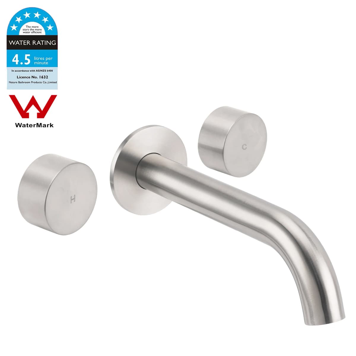 **Sydney Stock** KYLINS Bathroom 3 Holes Wall Basin Tap Set Spout Sink Vanity Bathtub Filler Brushed Nickel Round WaterMark Wels