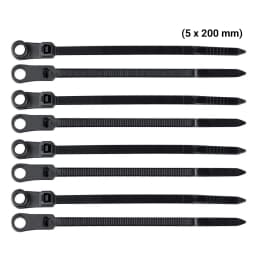 200PCS Nylon Cable Zip Ties with Screw Hole Mount Self locking Strap 5x200mm