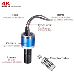 YIZHAN Full 4K Microscopio Digital Electronic Welding Microscope 48MP HDMI USB Camera 60FPS 1/2.8" Sensor 150x Telephoto Lens