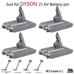 1/2/4Pcs V7 21.6V 6.4Ah Li-Ion Battery Replace for Dyson Absolute Cord-Free Vacuum Handheld Vacuum Cleaner V7 Fluffy Battery Pin