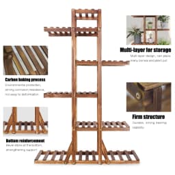6 Tiers Wood Flower Planter Pot Stand Display Rack Indoor Outdoor Garden Holder